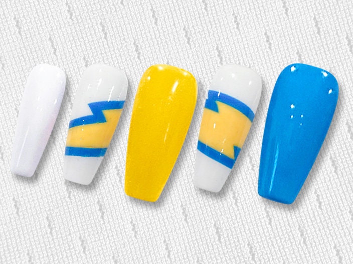 Football Nails Los Angeles Chargers Cool Custom Made Press-on Nails, Football Fake Nails - Etsy