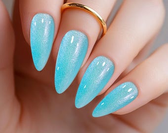 Mermaid Blue Sparkling Press on Nails