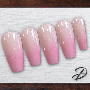 Sparkly Pink Ombre Press On Nails | Glitter Gradient Nail Art | Handmade False Nails |  Wedding Bridal Nails