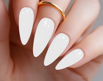 White Press-On Nails: Elegant Snow Drift, Handcrafted