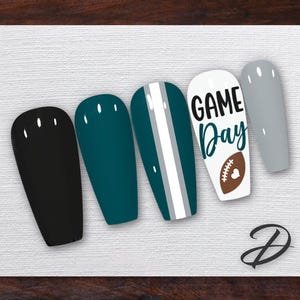Philadelphia Press-On Nails |Custom Fake Nails | Eagles Football Fan Manicure | Game Day Nails