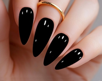 Black Press On Nails: Classic Ebony, Versatile Manicure