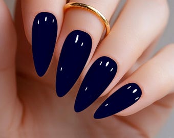 Midnight Majesty Dark Blue Press On Nails