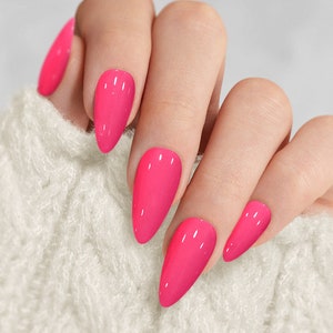 Watermelon Pink Press-On Nails, Custom Made Fake Nails