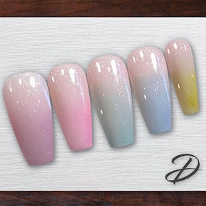 Sparkly Rainbow Ombre Press On Nails | Glitter Gradient Nail Art | Shimmer Nails | Unicorn Rainbow Manicure | Handmade Glitter Nails