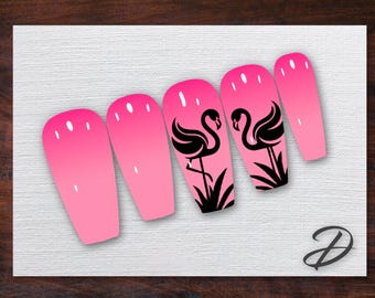 Flamingo Pink Ombre Press On Nails