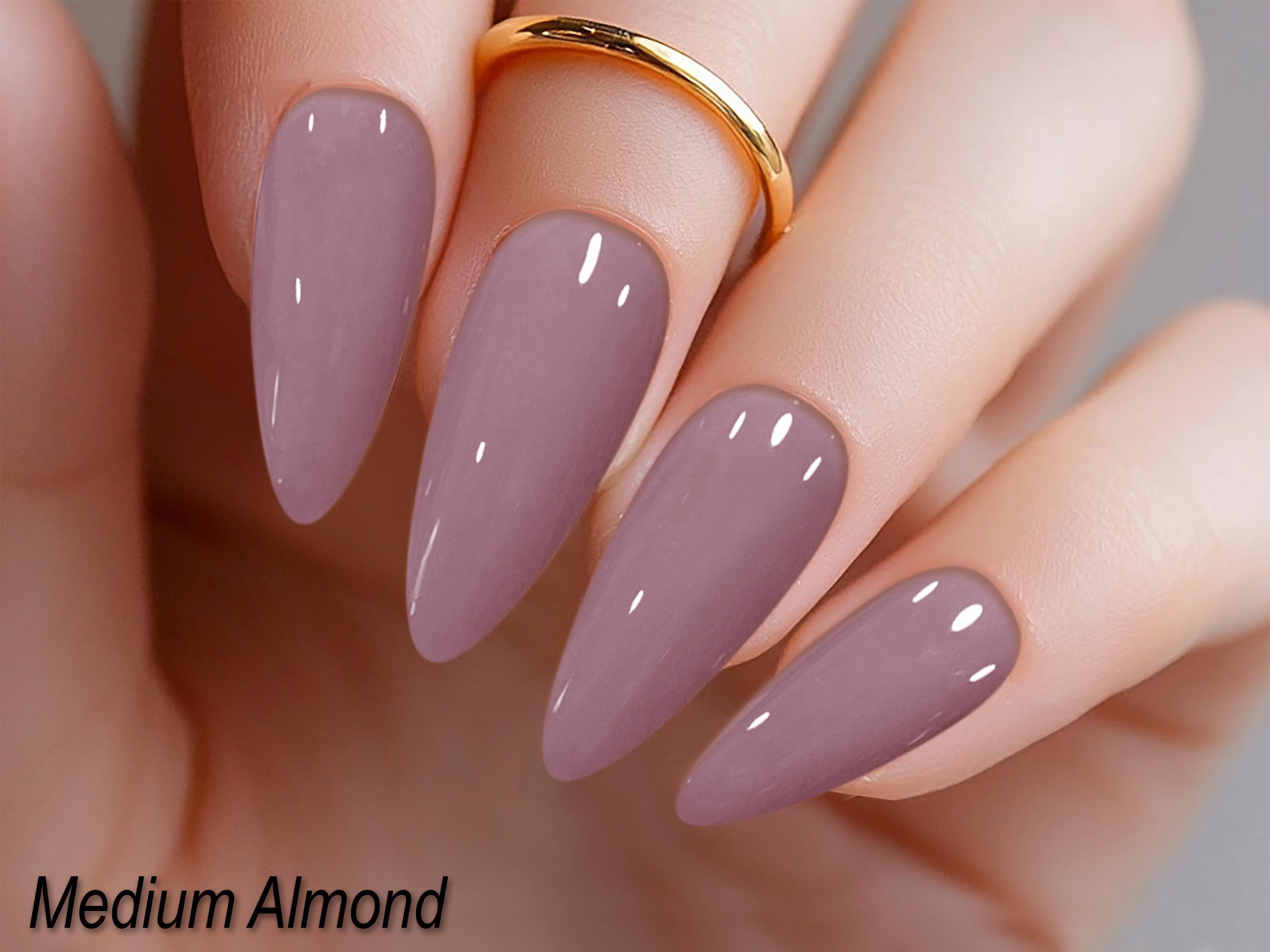 Sophisticated mauve pink nail polish with purple undertones
