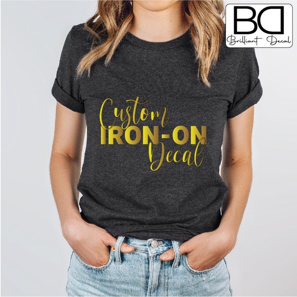 Custom Gold Iron On Transfer, Gold Printing Customized Iron On, Personalized Iron On Gold Printing Decals, Make Your Own Decal For Shirt