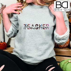 Custom Teacher Name Iron On Transfer: Personalized DTF Decal