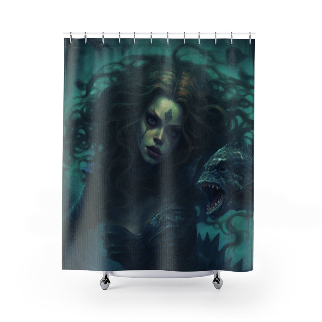 Sea Witch Shower Curtain Horror Shower Curtain Mermaid Etsy