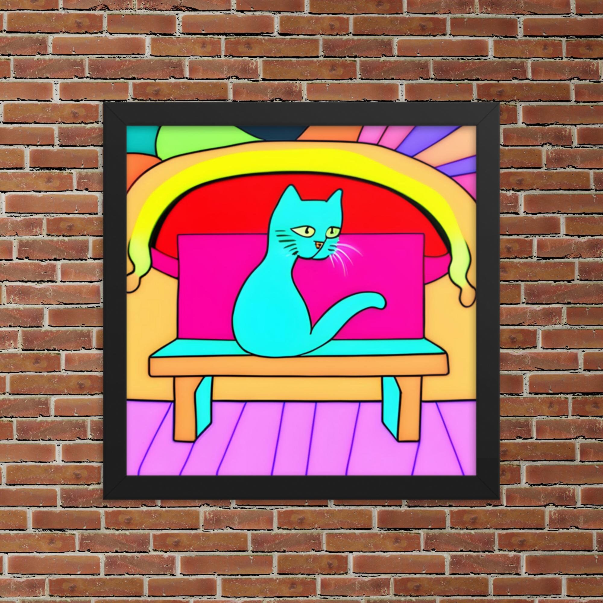 Bright Cats 01 Framed Cat Poster Colourful Cat Print Etsy