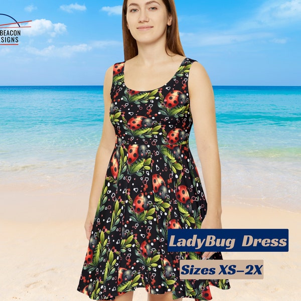 Spring Dance Ladybug Dress: Trendy Mom Fashion for Mothers Day - Garden Attire, Summer Clothing for Her Fun & Stylish Bug Print Chic Outfit