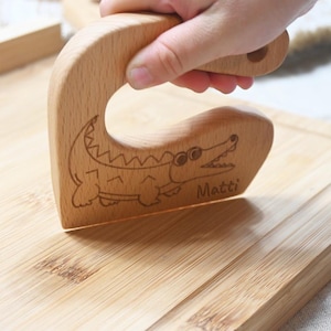 Montessori kindermes, Montessori mes, babycadeau gemaakt van hout, Montessori speelgoed, Montessori mes gepersonaliseerd gemaakt van hout