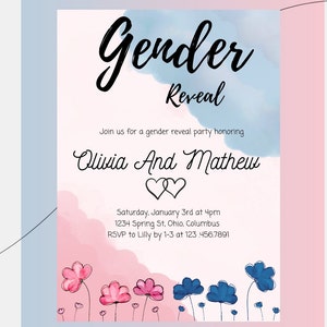 Editable Gender reveal invitations