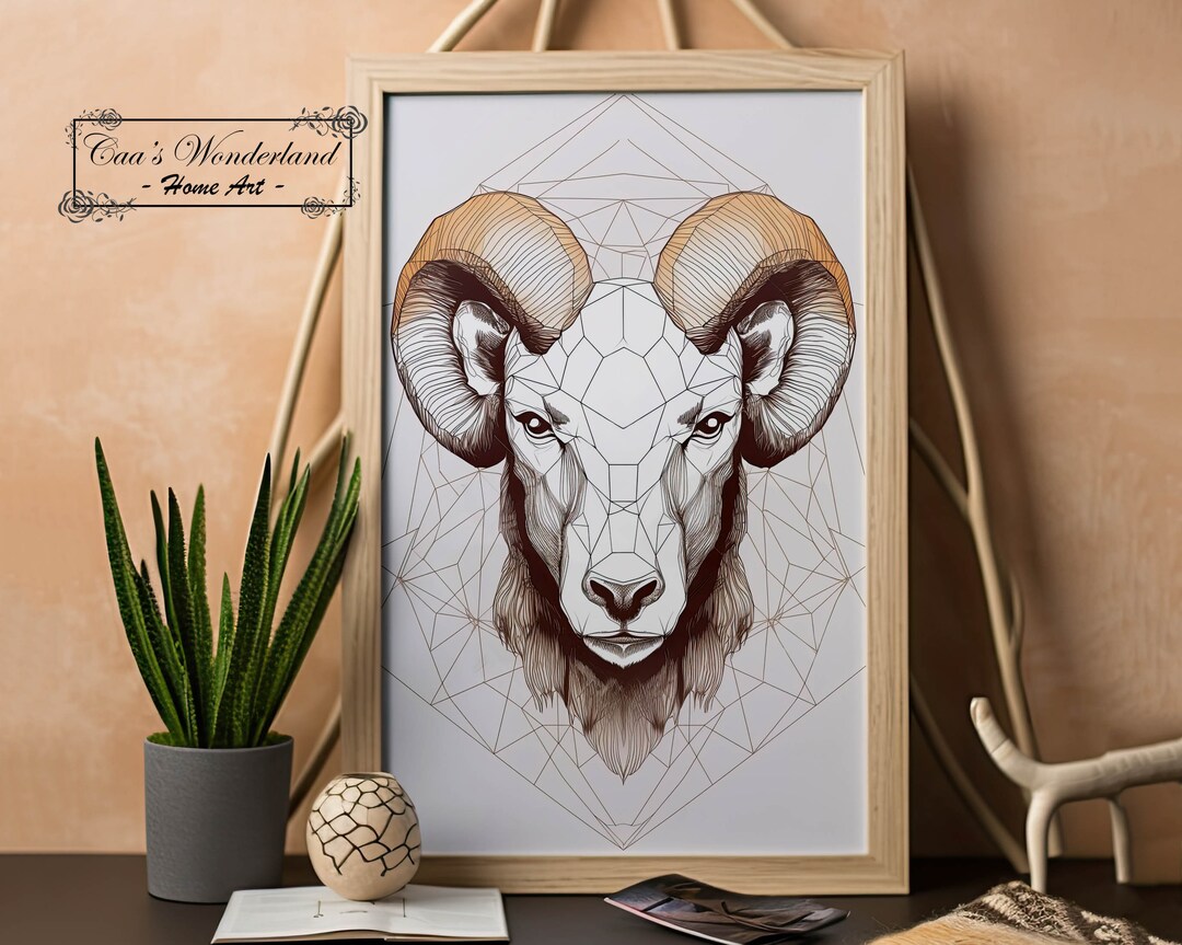 Aries Printable Digital Wall Art, Minimalist Geometric Zodiac Sign ...