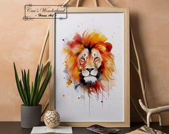 Leo Zodiac Sign Printable Digital Wall Art, Unique Watercolor Birthday Gift, Astrology Aesthetic, Modern Rainbow Minimalist Poster