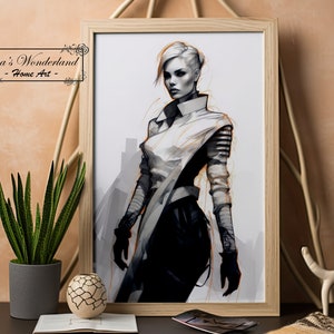 Driven Fashion Sketch Digital Download, Designer Watercolor Ink Illustrations, Modern Black and White Gallery Artwork, Fashionista Magazine