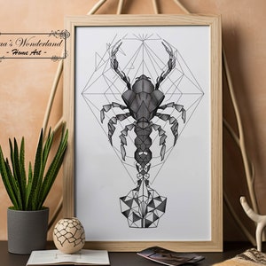 Skorpion druckbare digitale Wandkunst, minimalistisches geometrisches Sternzeichen Einzigartiges Geburtstagsgeschenk, neutrale schwarzweiße Astrologieästhetik