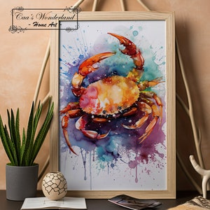 Cancer Sternzeichen druckbare digitale Wandkunst, einzigartiges Aquarell Geburtstagsgeschenk, Astrologie Ästhetik, modernes Regenbogen minimalistisches Poster