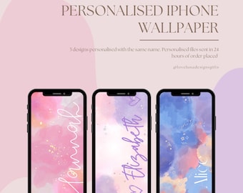 3 Designs Personalised Aesthetic Cute Watercolour Phone Wallpaper