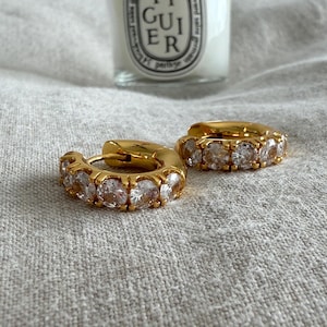 Pave diamond huggie hoops Mini pave huggie Petite diamond huggie earrings Dainty minimalist diamond huggies 18k gold plated huggie earrings