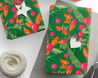 Wrapping Paper: Holly {Christmas, Holiday, Gift Wrap}