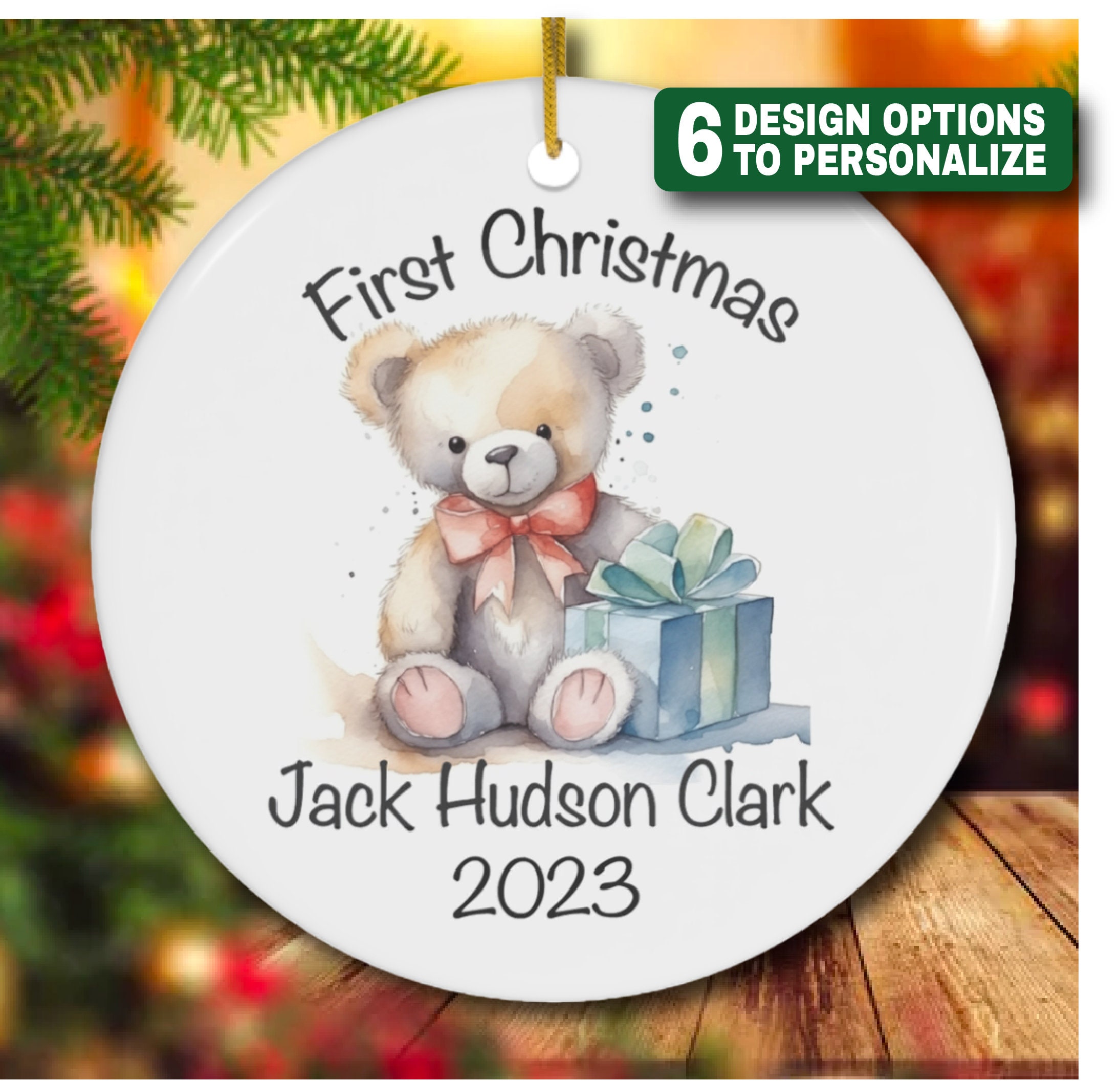 Personalized Baby's First Christmas Ornament Teddy Bear Etsy