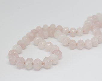 Faceted Rose Quartz Hand Knotted Gemstone Necklace