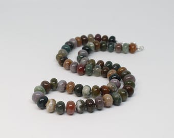 Indian Agate Hand Knotted Gemstone Beaded Necklace
