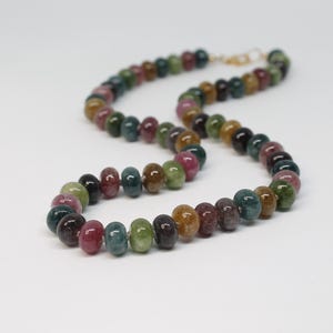 Mixed Colored Tourmaline Hand Knotted Gemstone Beaded Necklace
