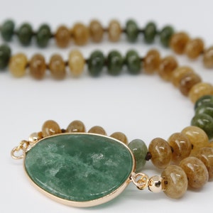 Faceted Green Aventurine and Rondelle Tourmaline Hand Knotted OOAK One of a Kind Gemstone Necklace