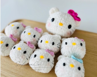Handmade Crochet Kitty Keychain – Kawaii Bag Charm, Amigurumi Kitty