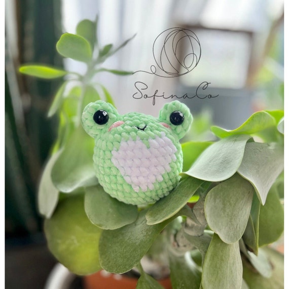 Frog Prushie Handmade Amigurumi: Crochet Frog, Squishy Chunky Frog