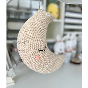 Crochet Moon Plushie Pillow: Chenille Yarn Amigurumi Cushion