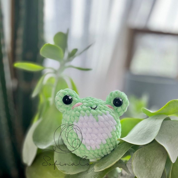 Frog Prushie Handmade Amigurumi: Crochet Frog, Squishy Chunky Frog