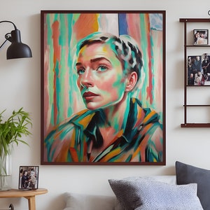Contemporary colourful  portrait wall art, Printable wall art, Printable home decor, Digital art, Bedroom wall art, Printable poster art
