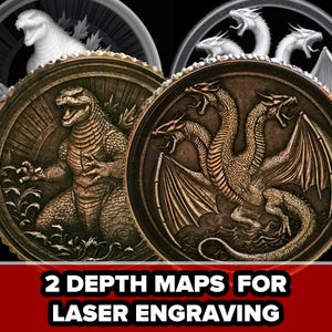 Bundel met King Ghidorah/Godzilla-dieptekaart voor lasergravure
