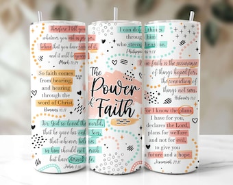 Faith Tumbler Wrap PNG Bible Verses Jesus God Christian Seamless Sublimation 20 oz Tumbler Design Instant Digital Download