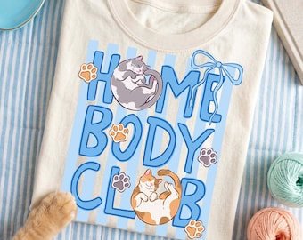 Homebody Club PNG, Cat Lover PNG, Introvert Cat Mom Striped Shirt Design