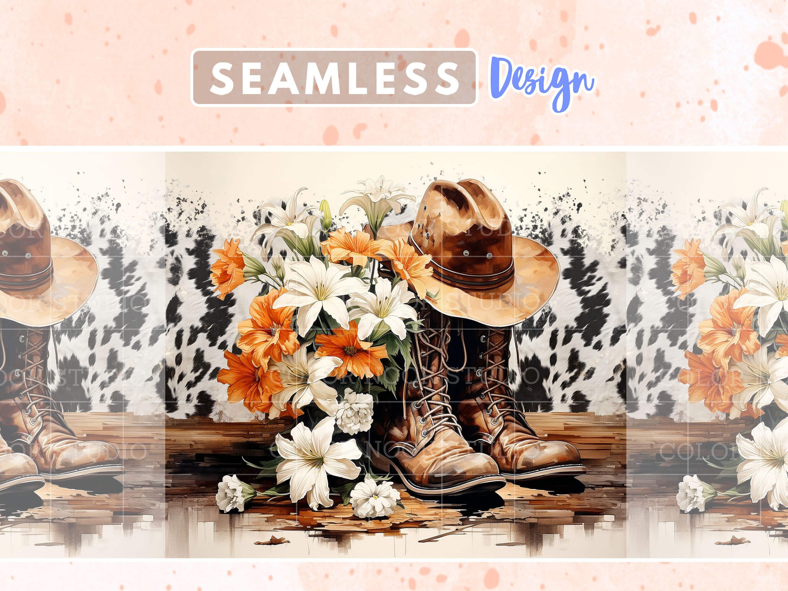 Country Girl 20 Oz Tumbler Wrap Hat & Boots Western Cowgirl Cowhide PNG ...