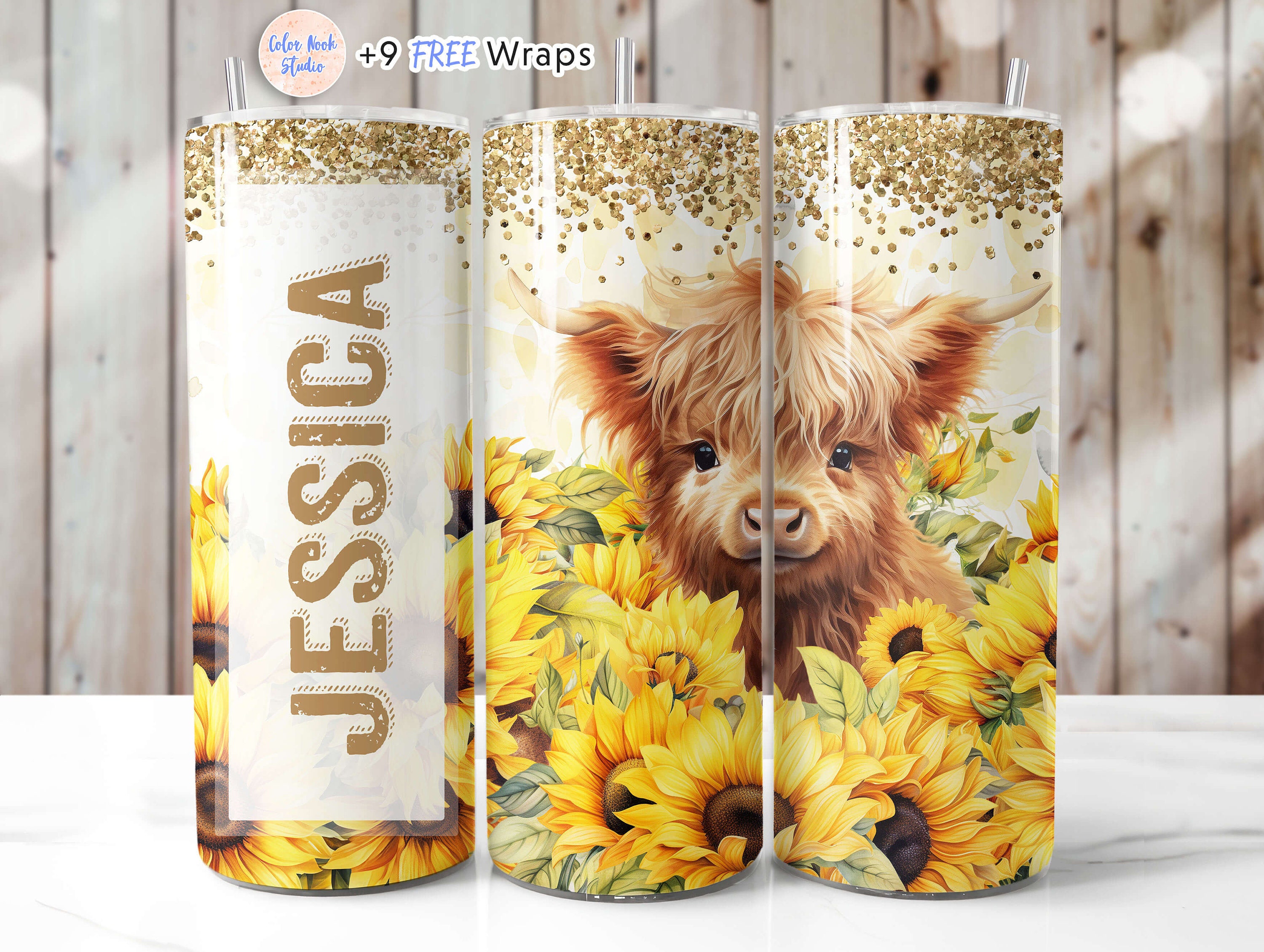 40oz Tumbler Wrap Sublimation, Country 40 oz Tumbler Png, 40oz Tumbler Png,  40oz Sublimation Design, Sunflower with Cowhide, Rustic Western