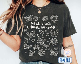 Mariposa floral PNG: Garabatos dibujados a mano, diseño bohemio coqueto (descarga digital)