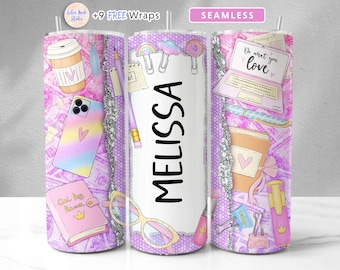 Boss Lady Tumbler Wrap Girl Boss PNG Add Your Own Name/Text 20 oz Skinny Tumbler Design Seamless Sublimation Instant Digital Download