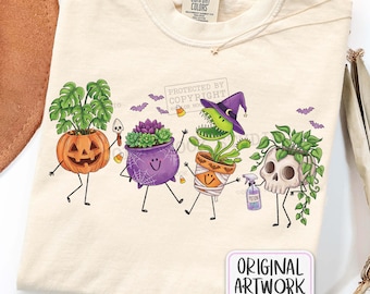 Halloween Plant Characters PNG, Cute Spooky Gardening Sublimation Design, Funny Goth Plant Mom PNG File