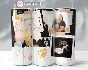 Parent to Be Tumbler Wrap Foto familiar PNG Agregue sus propias 2 imágenes Sublimación sin costuras 20 oz Diseño de vaso Descarga digital instantánea