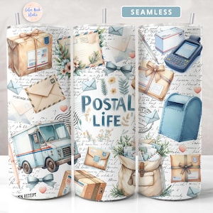 Postal Worker Tumbler Wrap Postal Life PNG Sublimation Seamless Skinny 20 oz Tumbler Design Digital Download