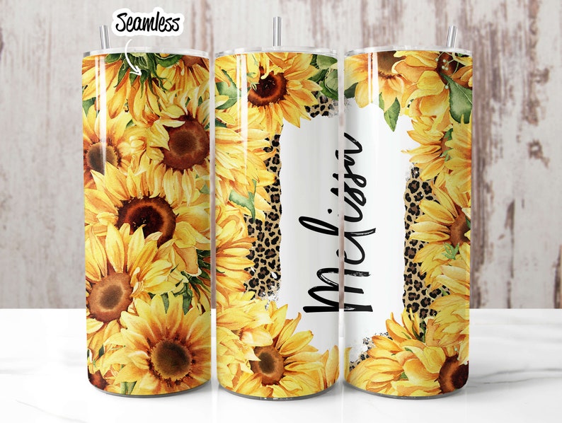 Sunflowers Tumbler Wrap PNG Add Your Own Name Personalized 20 Oz ...