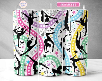 Gymnastics Tumbler Wrap PNG Sublimation Seamless 20 oz Skinny Tumbler Design Digital Download