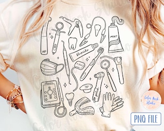 Dental Doodles PNG, Doodle Art Design, Dentist, Dental Assistant, Transparent Background, Digital Download - Hand Drawn by Color Nook Studio