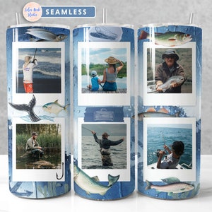Avvolgi il tumbler con foto di pesca PNG Aggiungi le tue 6 immagini Design del tumbler a sublimazione senza soluzione di continuità Download digitale istantaneo